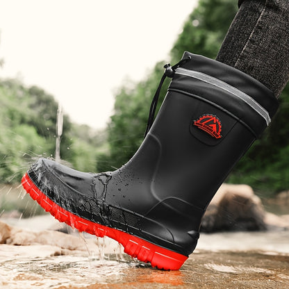 Men's Casual Outdoor Slip-On Rubber Rain Boots for Fall