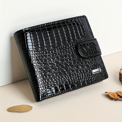 NIUCUNZH Full-Feature Genuine Leather Wallet Compatible for Men & Women - Top-Grain Cowhide with Magnetic Closure, Multi-Card, Photo & Coin Pocket, Passport Holder - Elegant Crocodile-Embossed Design, Valentine's/Mother's/Tha - ayq