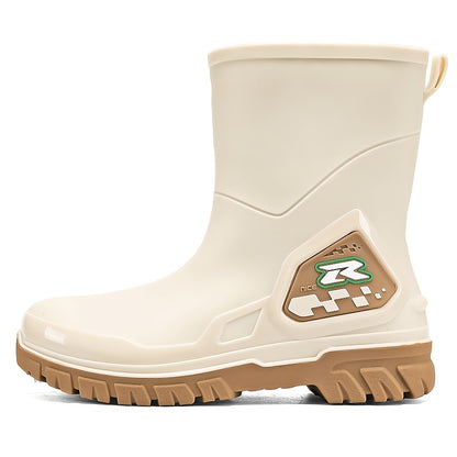 Men's Mid-Calf Rubber Rain Boots for Outdoor and Casual Wear