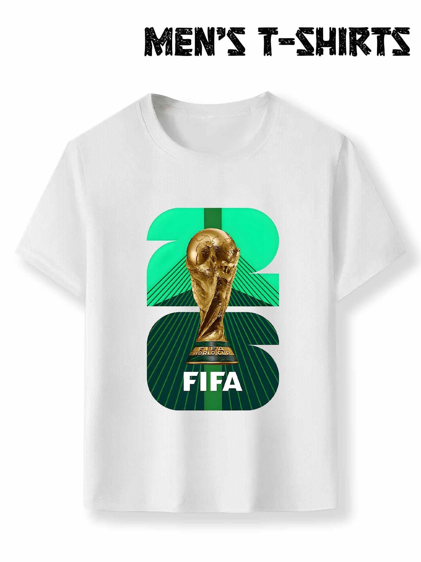 Men's FIFA 2026 Trophy Graphic Mesh T-Shirt - Breathable Summer Tee