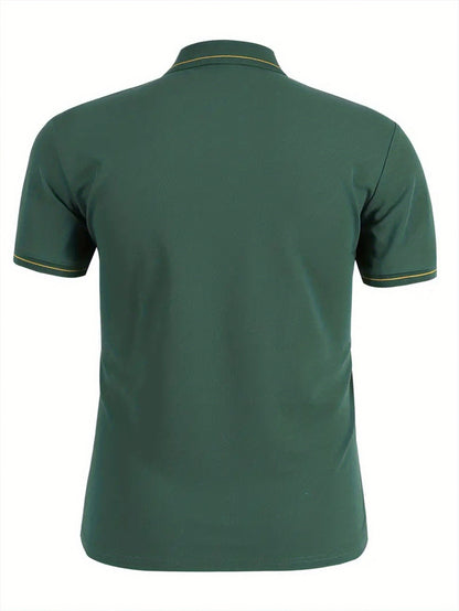 BOOS letter print, 1 premium Men's shirt, polyester fabric, regular fit, turn- collar top, summer short sleeve T-shirt, birthday gift, inner or outer wear, outdoor casual, sportswear, business casual, stylish and breathable, - ayq