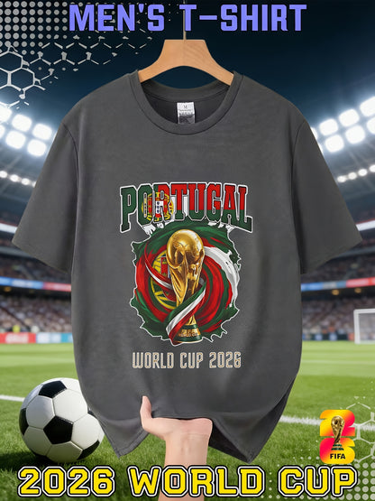 Men's Casual 2026 FIFA World Cup T-Shirt, All-Season Polyester