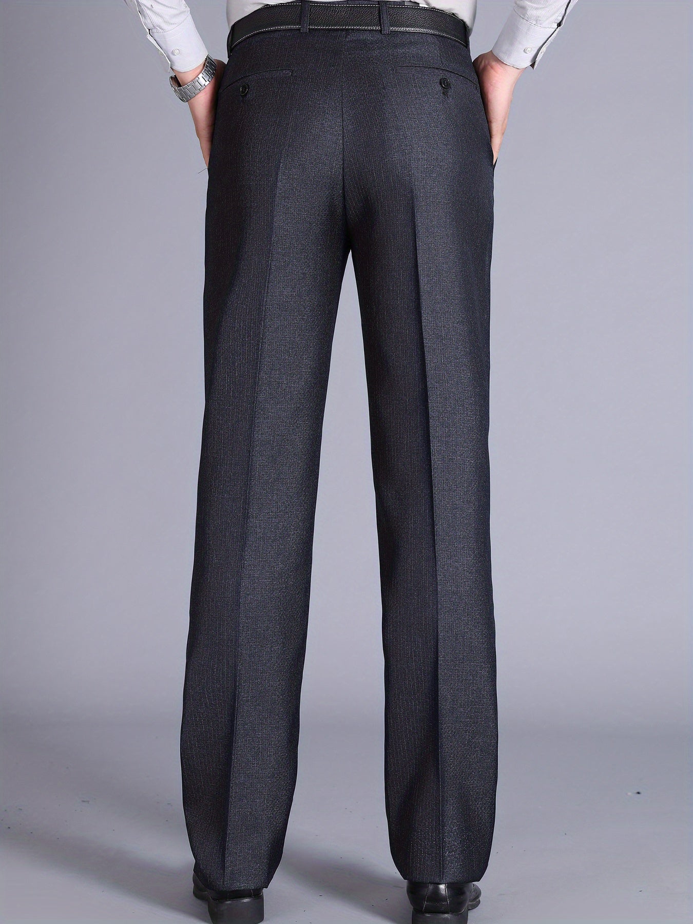 Men'S Casual Spring/Fall Polyester Solid Color Regular Fit Pants with Pocket