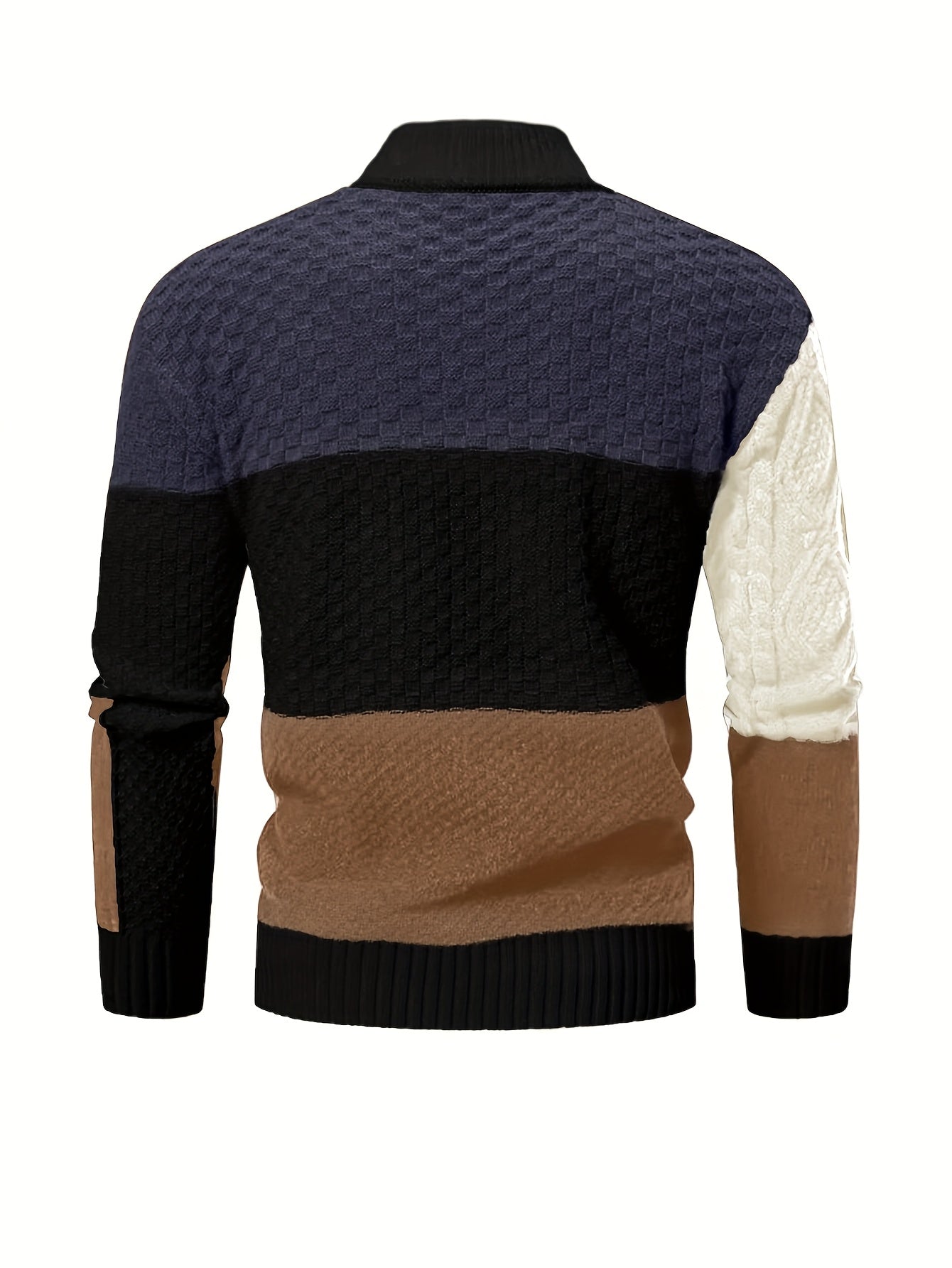 Տղամարդու աշուն/ձմեռ կորեական ոճի նորաձև, գունային բլոկներով, կանգնած օձիքով, երկար թևքերով, ազատ չափսի, ամենօրյա, բազմակողմանի, հարմարավետ, ամենօրյա օգտագործման համար նախատեսված սվիտեր
