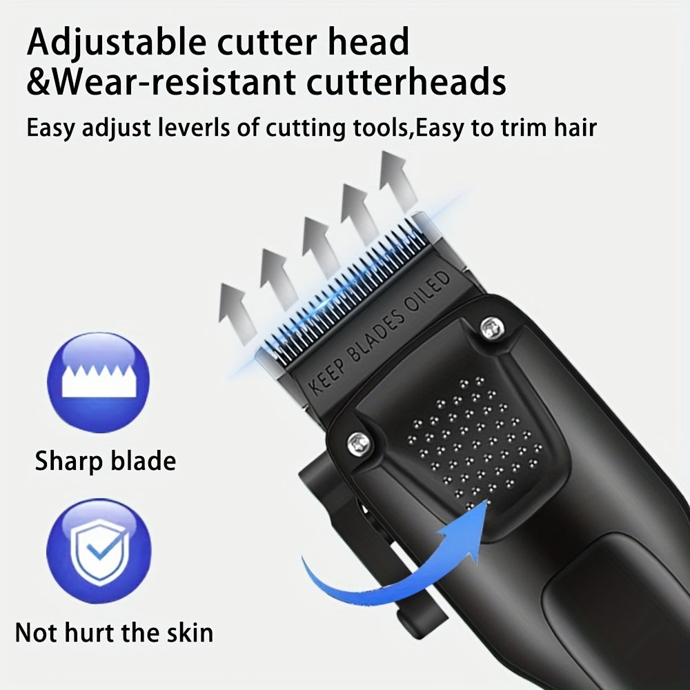 3pcs Men'S Professional Hair & Beard Grooming Kit - Cordless Clippers with LED Display, Precision Trimmer Set, USB Rechargeable, for Home Use, Perfect Holiday Gift - ayq