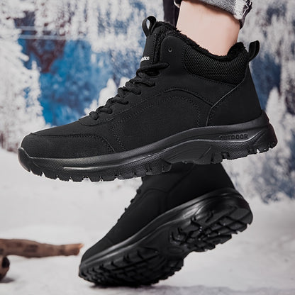 Men's Winter High-Top Footwear - Thick Insulation for Cold Protection, Comfortable Hiking and Walking Shoes