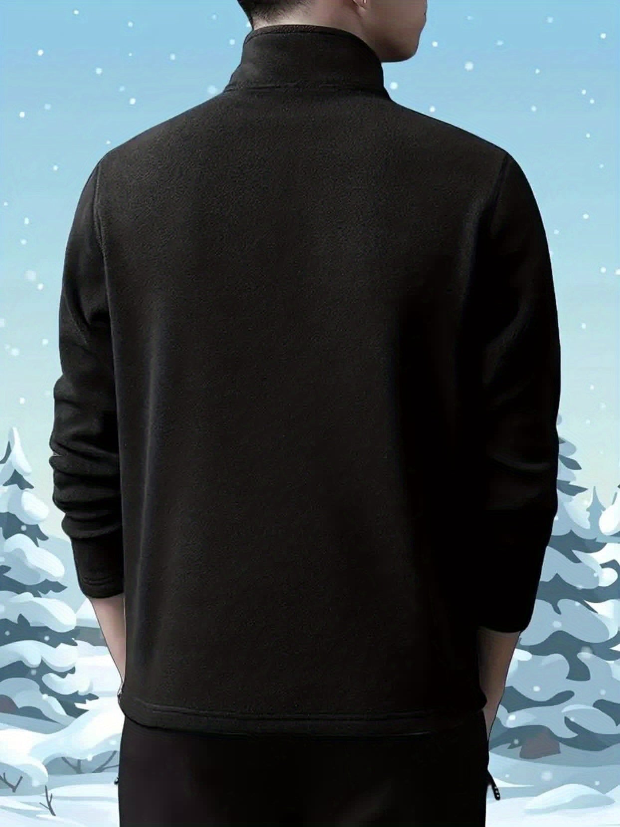 Men'S Heavyweight Full-Zip Hoodie - Thermal Winter Jacket with Zipper Closure, Stand Collar, Long Sleeve Cold Weather Coat for Skiing, Commuting - Thick Insulated Outerwear (Solid Color) - Easy-Care Zipper Front Closure, Wint