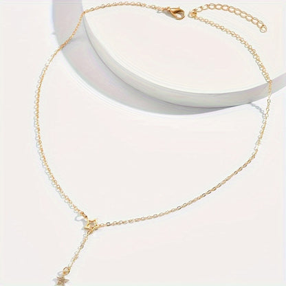 Exquisite Shiny Star Y-Shaped Clavicle Chain Necklace For Women Dating Party Jewelry，women Gift
