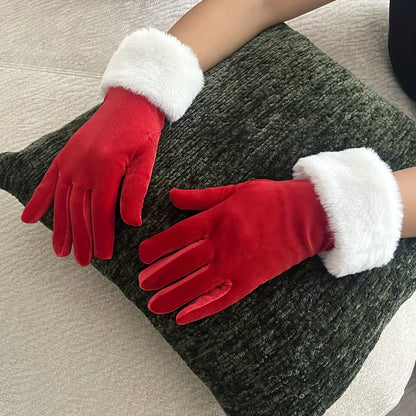 Christmas Velvet Luxury Gloves for Men and Women - Soft Warm Touchscreen Gloves, Suitable for Cold Weather, Outdoor Activities, Driving Warm Winter Gloves - Ideal Christmas, Valentine'S Day Gift, Christmas Glove, Glove, Elega