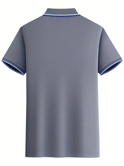 Men'S Comfortable POLO Shirt | Classic Button-Up Lapel Collar, Casual Style, Short Sleeve, Solid Color - ayq