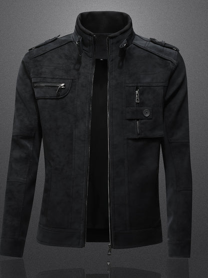 Men's Light Luxury PU Texture Casual Business Jacket