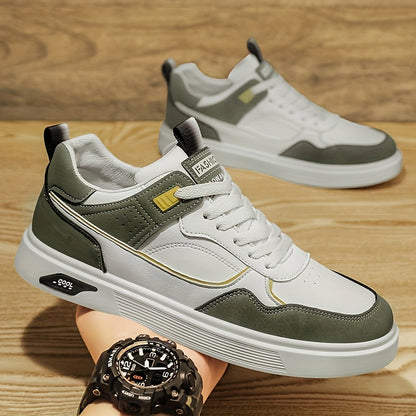 Men'S Casual Athletic Sneakers - Lightweight, Breathable, Fashion-Forward Skate Shoes with Faux Cover and PVC Sole for Outdoor Activities, Hiking, and Everyday Wear, Low-Top Design, Lace-Up Closure, Allseason Shoes | Versatil
