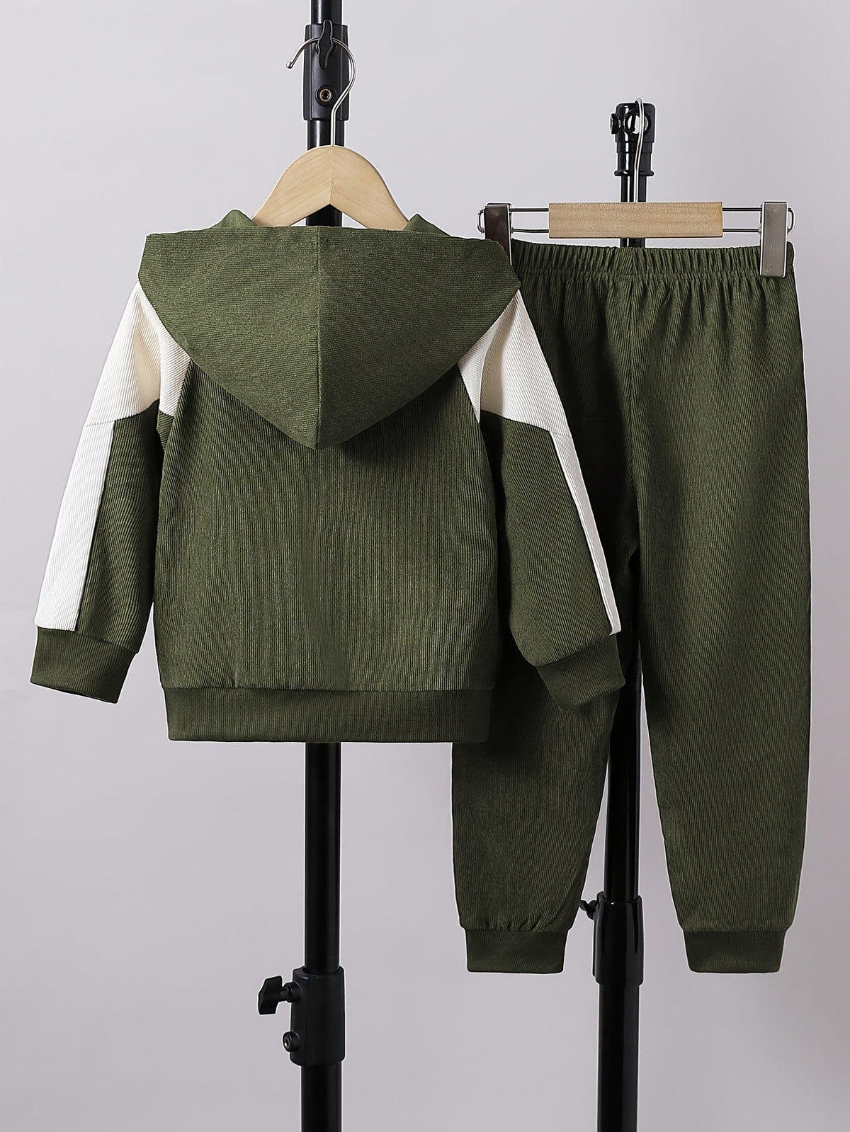 Boys' Casual Hooded Zip-Up Jacket & Pants Set for Spring/Fall - ayq