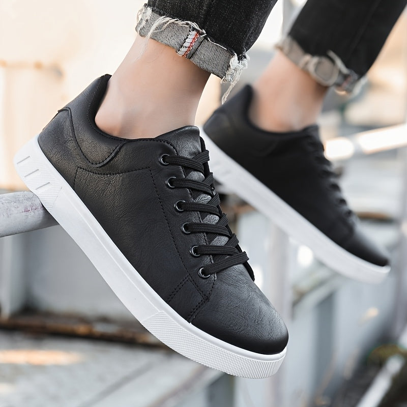 Men's Casual Lace-Up Sneakers with Durable Soft Sole, All-Season
