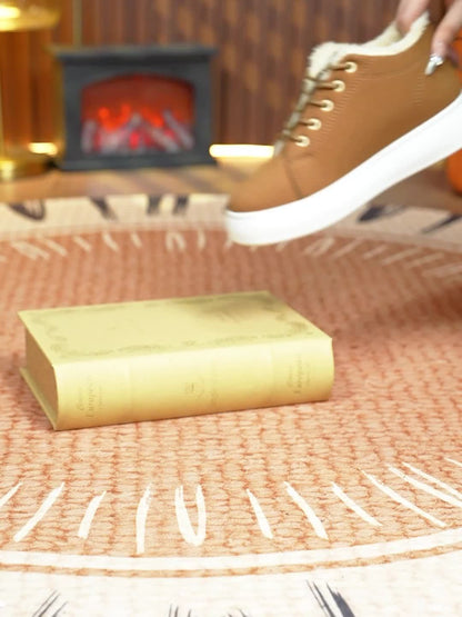 Կանացի ձմեռային ձնագնացքներ - Կաշվեանման օձիքով և փափուկ ներդիրով - Չսահող PVC ներբան, հաստ տաք շագանակագույն/բեժ արհեստական վերնամաս - ս/ Համատեղելի է սառույցի, ձյան, ցեխի համար - Ցուրտ եղանակի ճանապարհային կցում