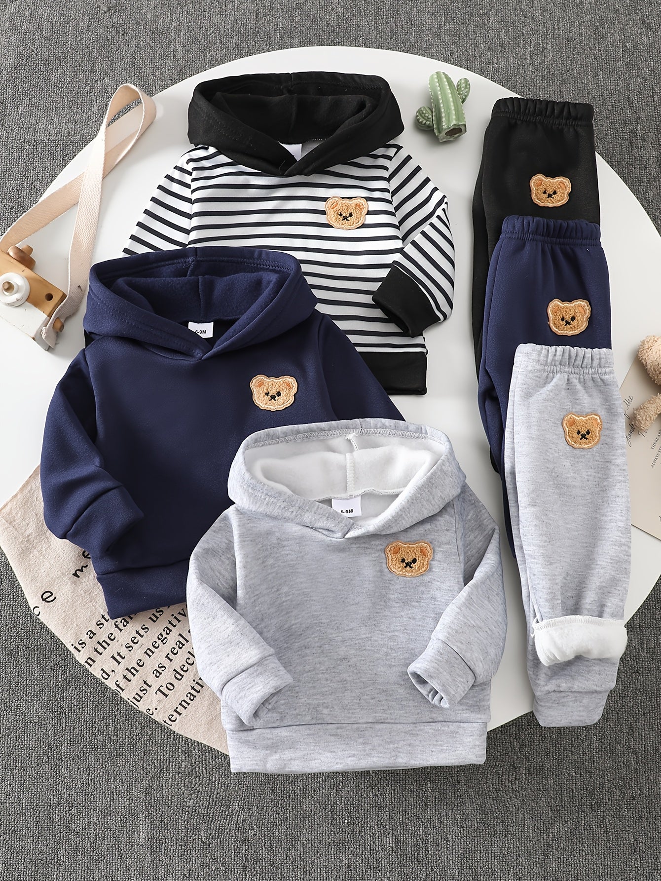 Baby Boys' Velvet Hoodie Set for Fall and Winter Casual Wear