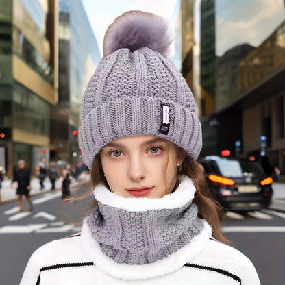 Նոր տարվա ակրիլային տրիկոտաժե գլխարկ՝ պոմպոններով և համապատասխան շարֆով - շնչող, առաձգական, ջերմային տրիկոտաժե գլխարկ և պարանոցի տաքացուցիչ կանանց համար՝ կոճակով փակվող - ձեռքով լվացվող