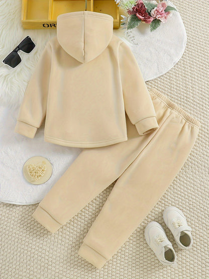 Աղջիկների համար նախատեսված 2 կտորանոց հավաքածու, կոճակներով առջևի մասով գլխարկով բաճկոն + մարզական տաբատ, աշնանային հագուստ, երեկույթների, բացօթյա սպորտի և բացօթյա խաղերի համար