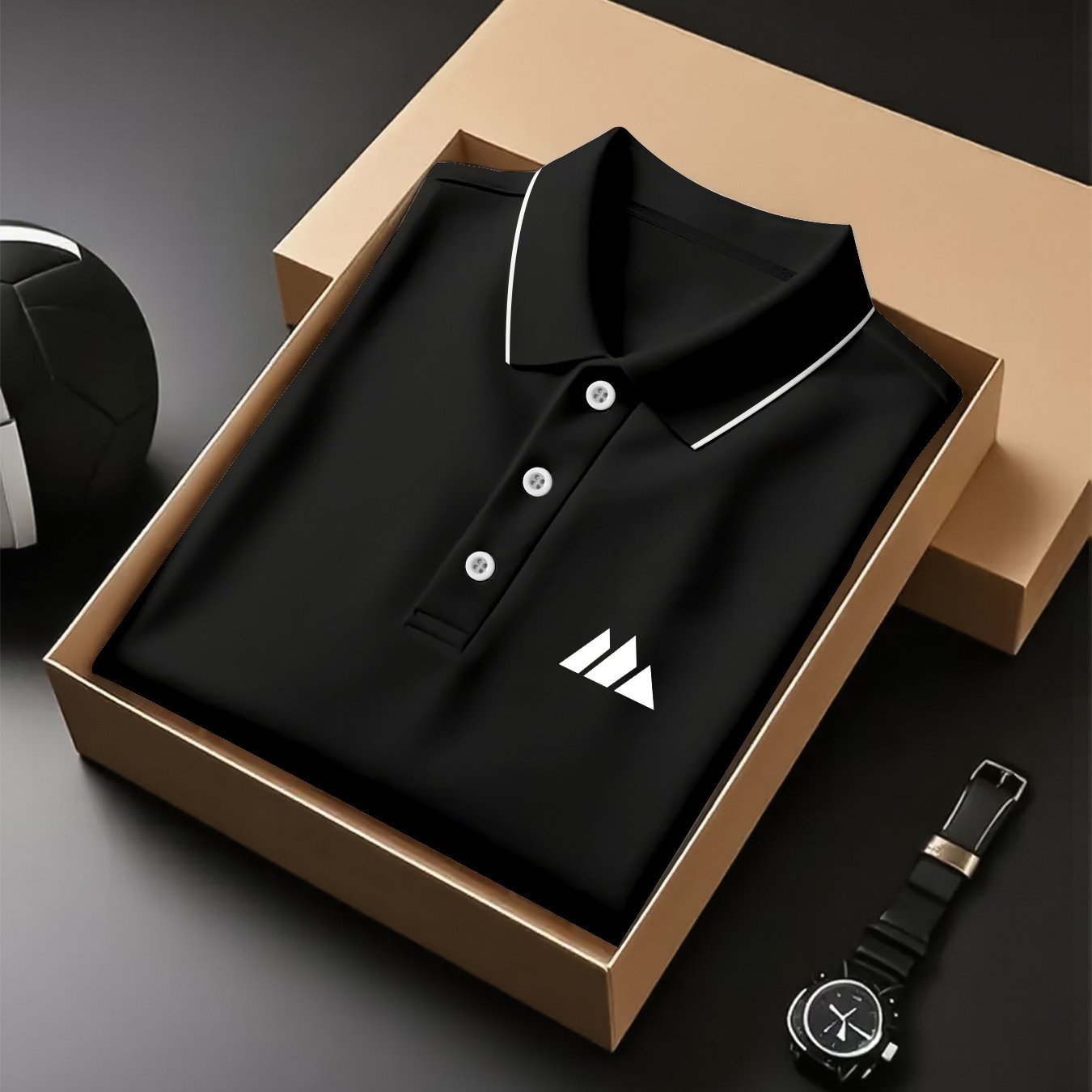 Creative Geometric Pattern Printed Shirt - Breathable Golf Top, Short Sleeve, Button Neck, Regular Pattern, High Quality Fabric, Slightly Elastic, Suitable for Tennis Sports and Business Occasions, Can Be Used as a Gift - ayq