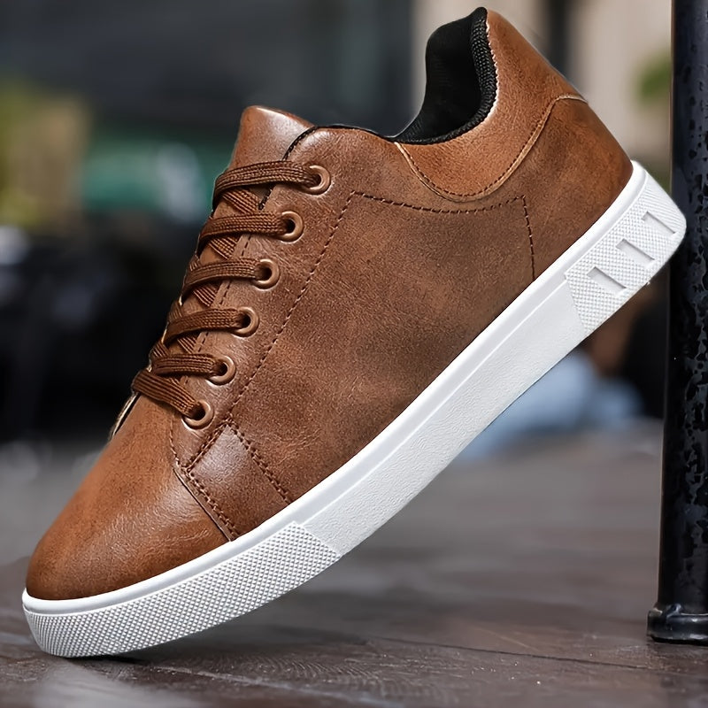 Men's Fashion Skateboard Sneakers - Comfortable Non-Slip Lace-Up Casual Shoes, Suitable for Outdoor Activities, All-Season Wear - ayq