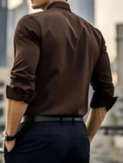 Men's Casual Minimalist Logo Print Shirt for Spring and Fall