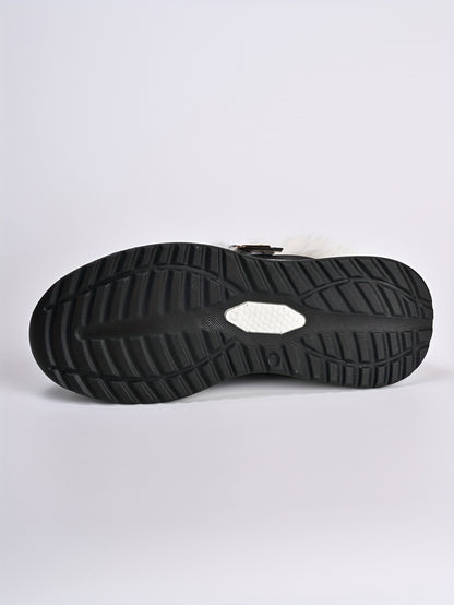 Women's Plush Winter Snow Boots with Faux Collar & - Slip-On/Lockable Ankle Strap, Cushioned PVC Sole - Grey/Lavender Synthetic - Warm Cozy Shoes for Ice, Snow, Indoor/Outdoor (Wide Widths Available) - Ideal, Winter Boots For