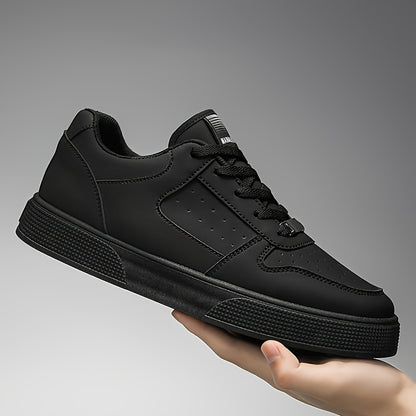 A Pair of Breathable Skate Shoes - Stylish White Low-Top Casual Sneakers with a Durable PU Upper And PVC Sole, Featuring Comfortable Laces, Suitable for All Seasons - ayq