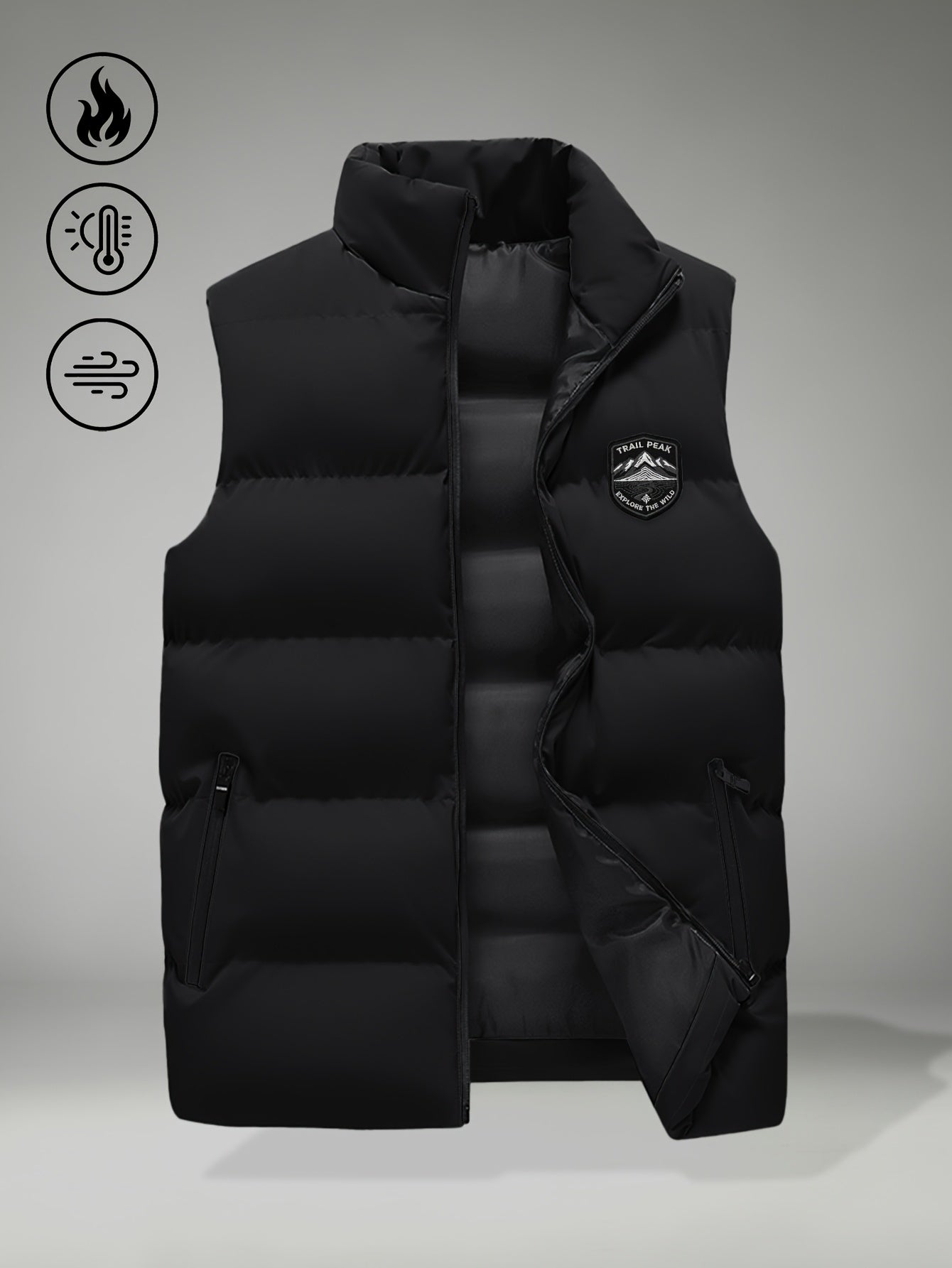Men's Autumn-Winter Stand Collar Warm Polyester Vest