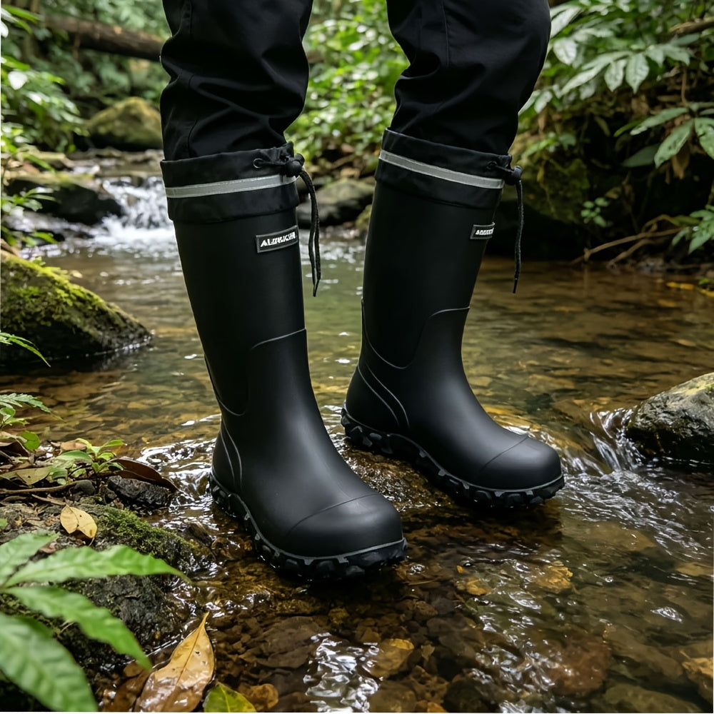 Waterproof PVC Rain Boots with Spare Insole and Anti-Slip Sole