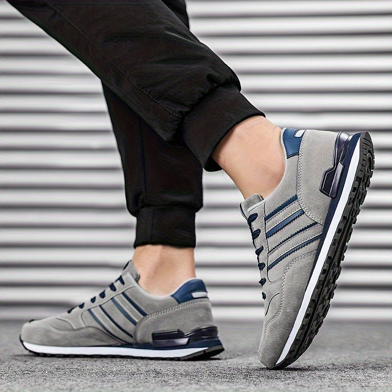 Men's Trendy Solid Old School Style Sneakers, Comfy Non Slip Casual Lace Up Shoes For Men's Outdoor Activities