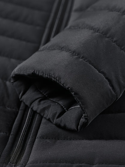 Men's Winter Stylish Padded Coat, Slim Fit Stand Collar Warm Jacket, Men's Plus Size -padded Padded Jacket - ayq
