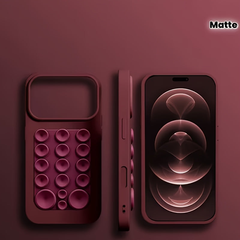 Luxury Liquid Silicone Phone Case with Suction Cup Stand for iPhone