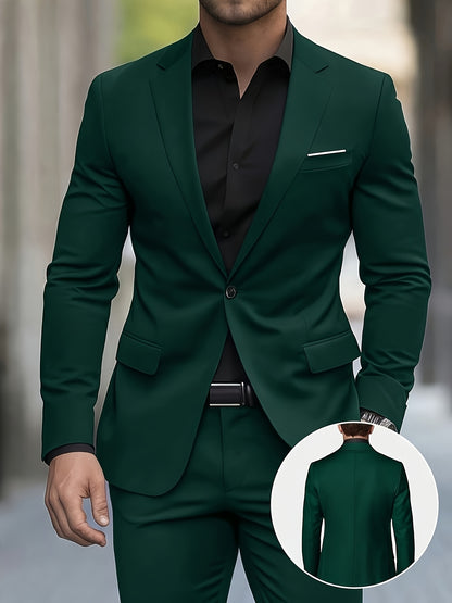 Men's Classic Two-Piece Polyester Suit Set for Formal Wear