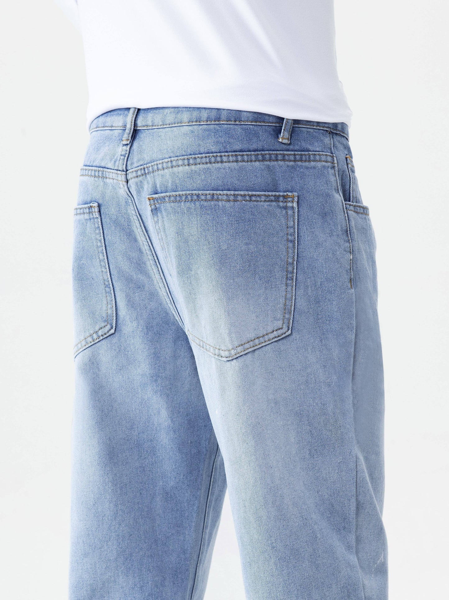 Men's Solid Denim Pants With Pockets, Stylish Cotton Blend Jeans For Outdoor Activities