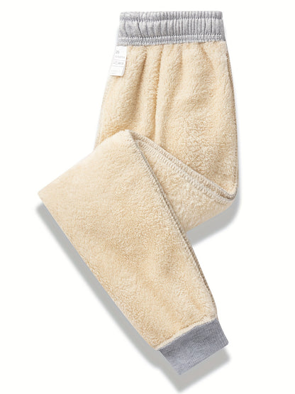 2pcs Boys' Fleece-Lined Thickened Warm Hoodie + Pants Set, Stylish Letter Print Winter Comfortable Sportswear Outfit for Kids Casual Leisurewear, Perfect for, Blanket Hoodie Kids