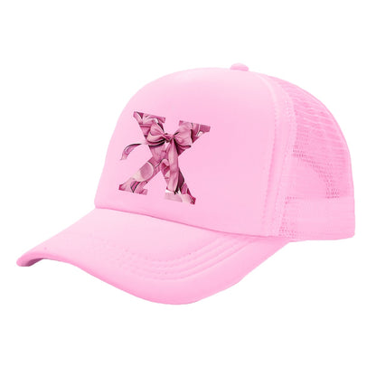 Kids Pink Mesh Bowknot Baseball Cap Breathable Lightweight