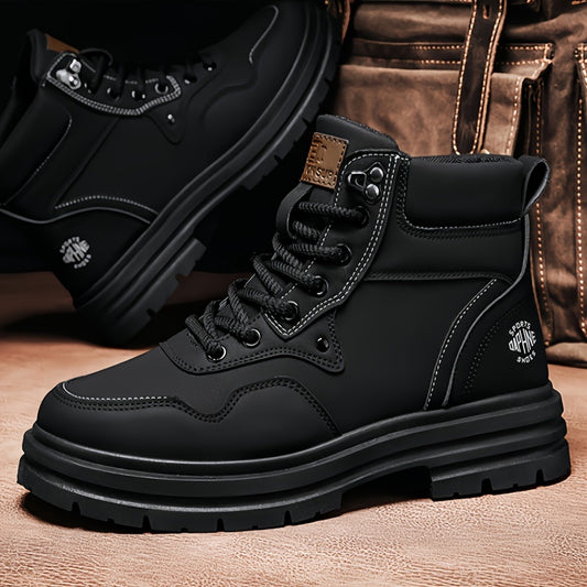 Large Size High Top Casual Shoes Short Boots Men's Big Yellow Boots High Top Trendy Versatile British Style Short Boots Mid Top Work Boots Men's Hiking Boots