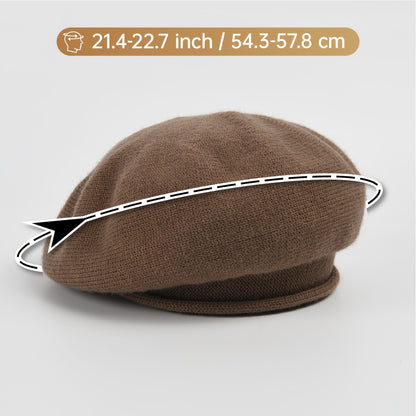 Womens Lightweight French Beret Hat Soft Elastic Knit Cap