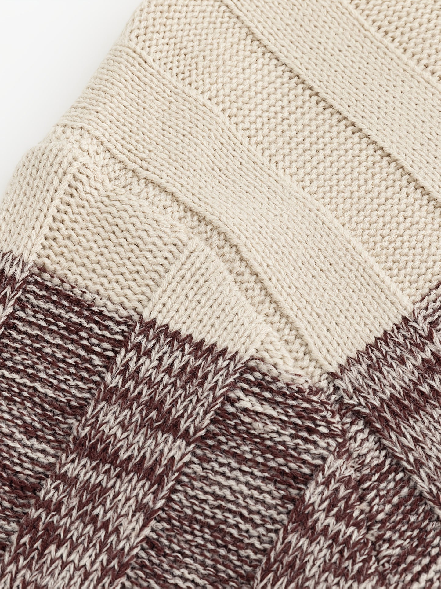 Տղամարդու սվիտեր կլոր վզով, աշնանային և ձմեռային հաստ դիզայնով, բարդ նախշերով, հակապատկեր շերտերով և առօրյա ռետրո ոճով՝ սովորական չափսերով, տրիկոտաժե