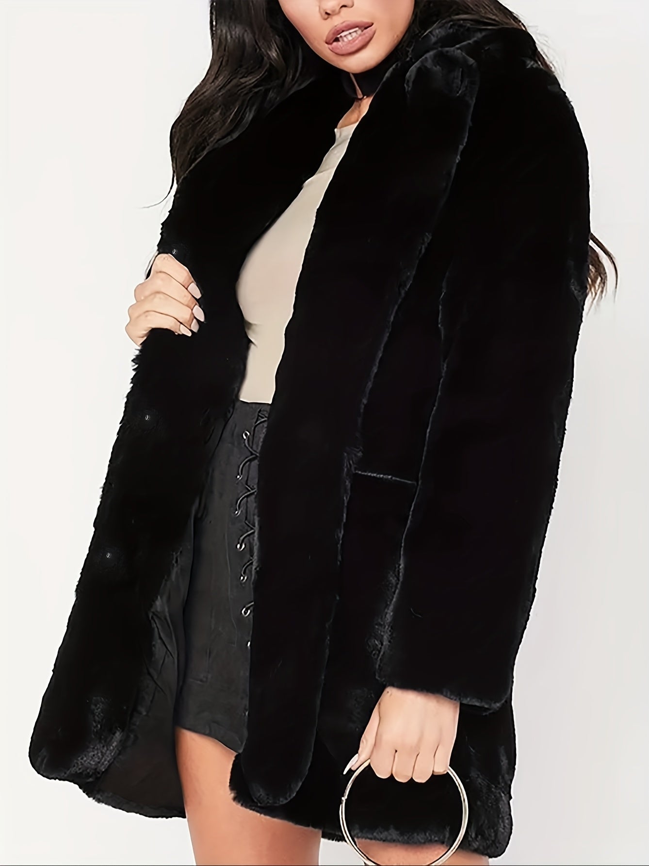 Կանացի էլեգանտ երկար վերարկու - ձմեռային տաքություն, շքեղ պաշտոնական և ամենօրյա վերնազգեստ առջևի փակմամբ, բոլոր եղանակների շքեղ բաճկոն ցուրտ եղանակի համար - նրբագեղ կանացի հագուստ, կանացի ձմեռային վերարկուներ, ցուրտ եղանակի հագուստ, փափուկ տեքստ