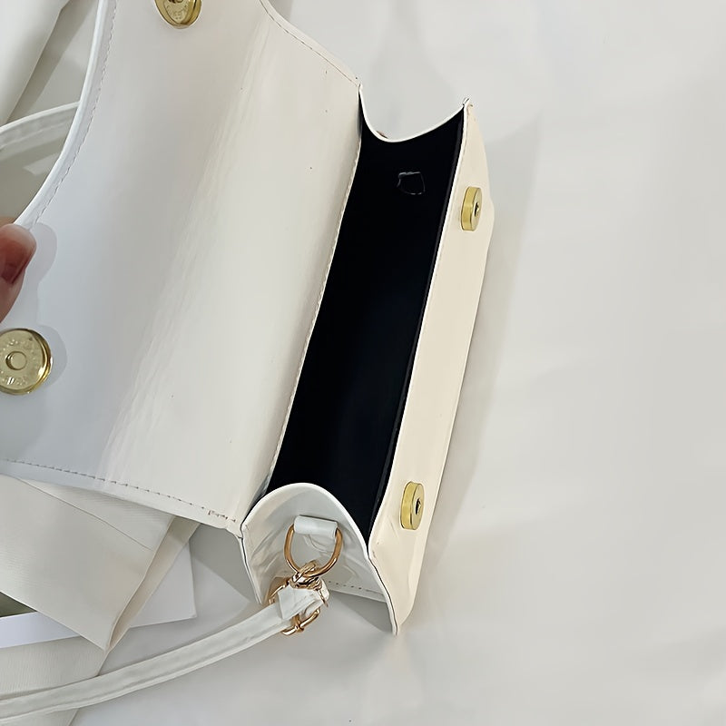 Թարմ և նորաձև փոքրիկ քառակուսի պայուսակ, մի ուսի վրա կրծկալով պայուսակ, երիտասարդական և հաճելի ոճով, մագնիսական ճարմանդով փակվող պայուսակ, միագույն, ինտերնետում հայտնի և սիրված պայուսակ