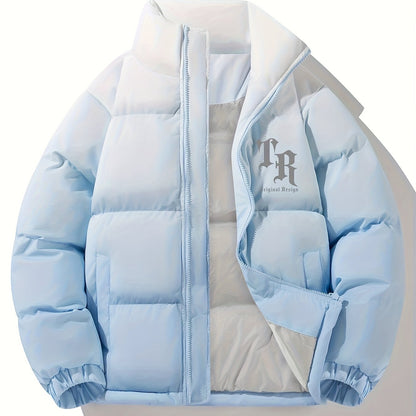 Տղամարդու գունային բլոկներով կարված բաճկոն - հարմարավետ բրդյա ծածկույթով ձմեռային բաճկոն՝ կանգնած օձիքով, կայծակաճարմանդով և բազմաթիվ գրպաններով՝ ամենօրյա հագուստի համար, ձմեռային բաճկոն, հաստ