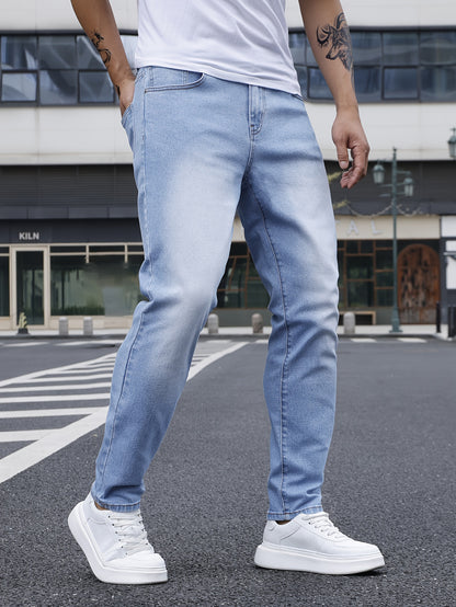 Men's Slim Fit Jeans - Rayon Blend, Stretch Denim, Solid Color, Machine Washable, Everyday Denim|Slim Fit Jeans|Rayon Blend Denim