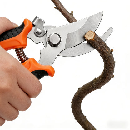 Gardening Scissors | Comfortable Grip, Spring-Assisted, Sharp and Non-Slip, Ideal for Pruning Branches and Flowers, Modern Stainless Steel Blades