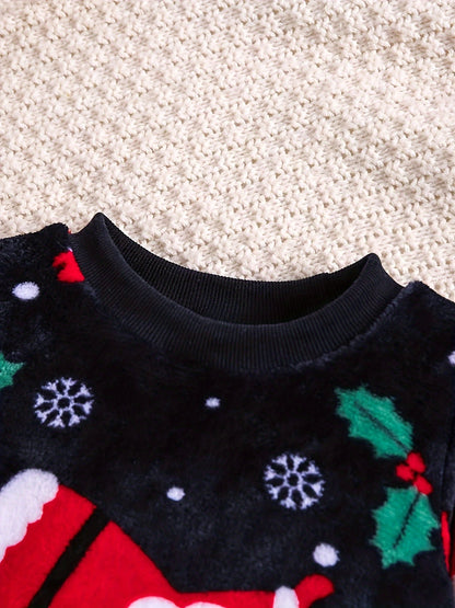 Տղաների համար նախատեսված Սուրբ Ծննդյան նորաձև աշնանային և ձմեռային ֆլանելային կոստյում՝ երիտասարդների համար նախատեսված տաք, նոր, երկու մասից բաղկացած հավաքածու, իդեալական Շնորհակալության օրվա համար