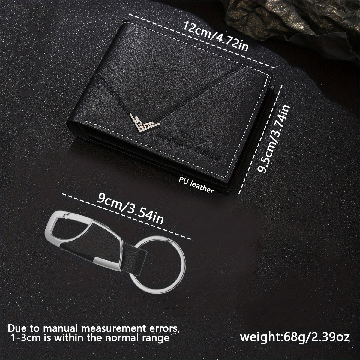 2pcs Men'S Wallet + Keychain Set | Stylish Casual Luxury Sports Wallet, Trendy Daily Essential Accessory, Designed Exclusively for Men, Lining, Dry Clean Only | Perfect Gift for Anniversaries, Valentine'S Day, Birthdays, East