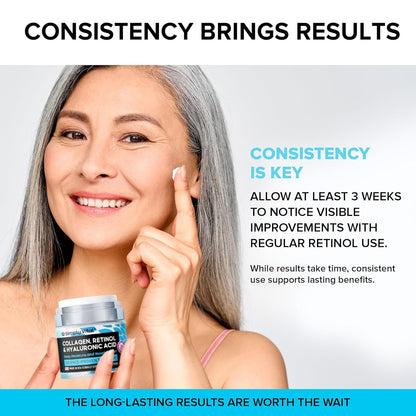 Simplyvital Collagen, Retinol & Hyaluronic Acid Cream - Anti-Aging Face Moisturizer for Face, Neck & Décolleté - Made in USA, Daily Moisturizer Face Cream - 1.7 Fl.Oz.