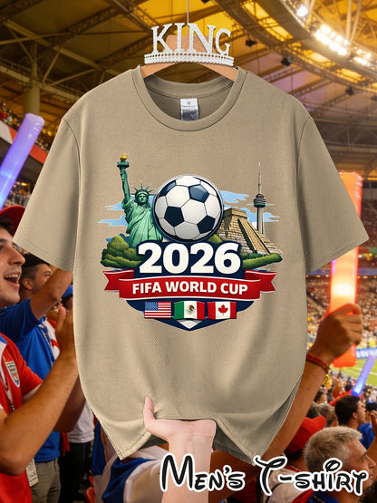 Men's 2026 World Cup Casual Landmark Print Polyester T-Shirt