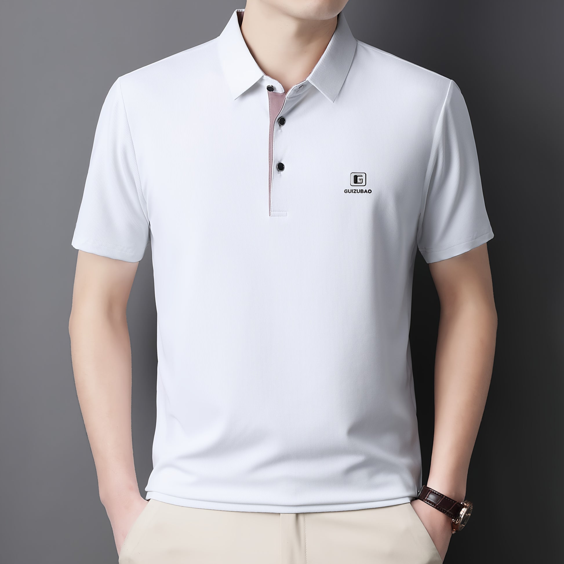 Men'S Summer Short-Sleeve Polo Shirt, Versatile T-Shirt Suitable for Everyday Wear - ayq