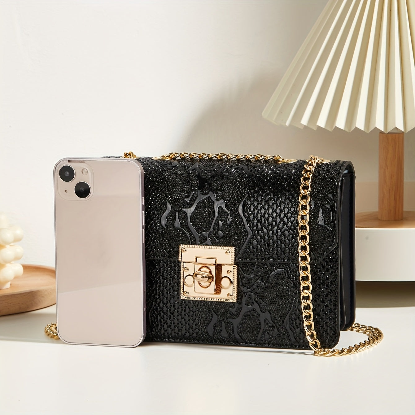 Կանացի վինտաժային սինթետիկ կաշվից ձեռքի և խաչաձև պայուսակ - փոքր գողության համար նախատեսված դրամապանակ՝ անջատվող շղթայական ժապավենով և ճարմանդով փակվող, փոքր ձեռքի պայուսակ՝ հարմար ճանապարհորդությունների, երեկոյան միջոցառումների համար